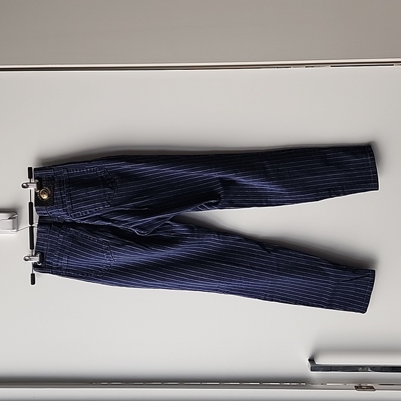 Vintage Versace Jeans Couture Pinstripe Stretch Denim Jeans - Picture 6 of 11